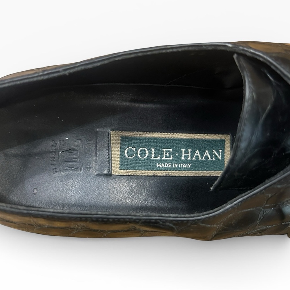 Cole Haan Women’s Black Vintage Croc Embossed Leather Lace-Up Oxford Shoes 8.5 - Picture 9 of 12